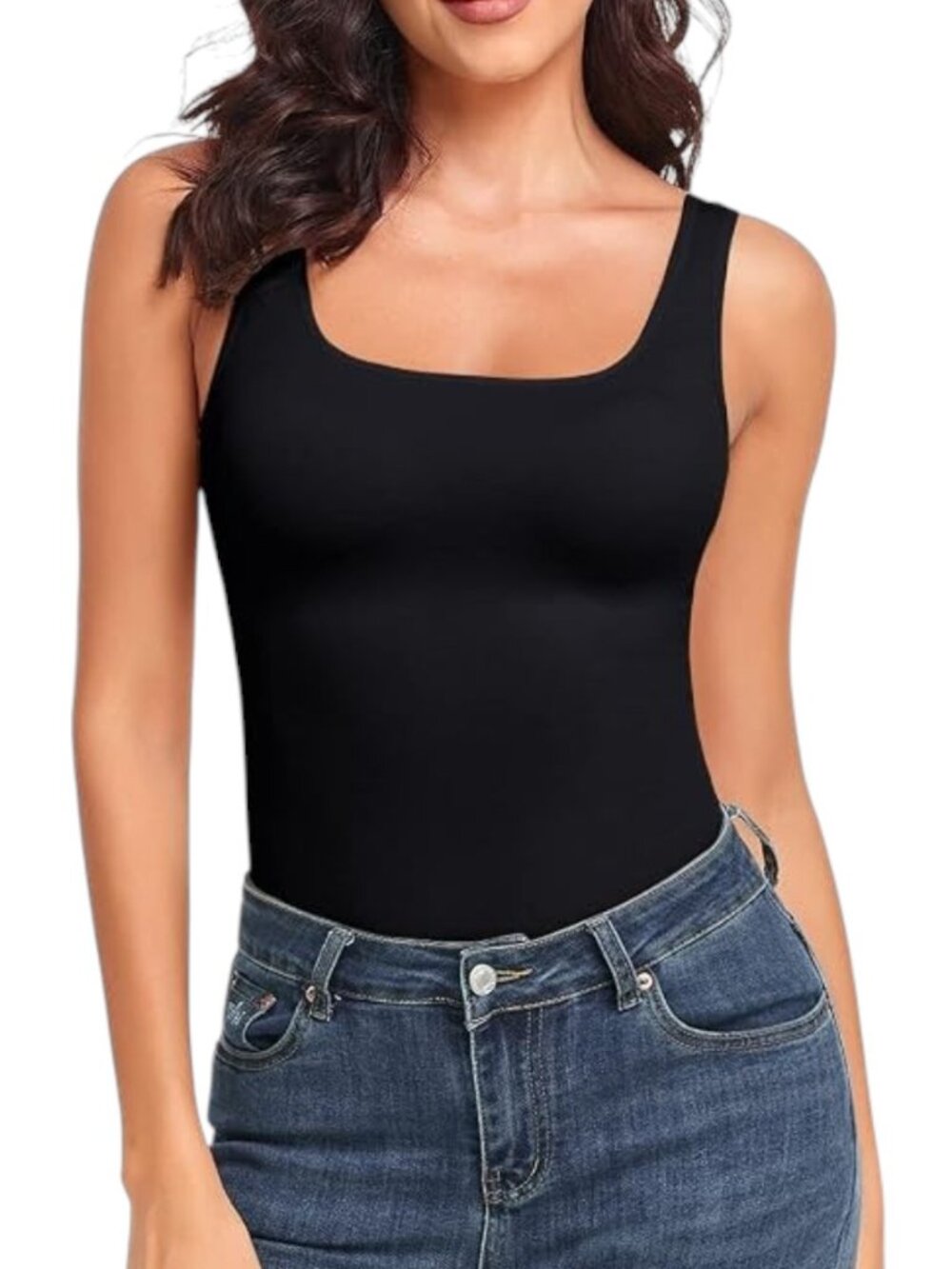 EUYZOU NWT Black Square Neck Slimming Seamless Shapewear Tank Women's Size 2XL